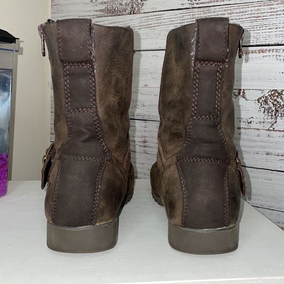 CAT Waterproof Brown Leather Zip Up Work Boots CUTE - Picture 5 of 7